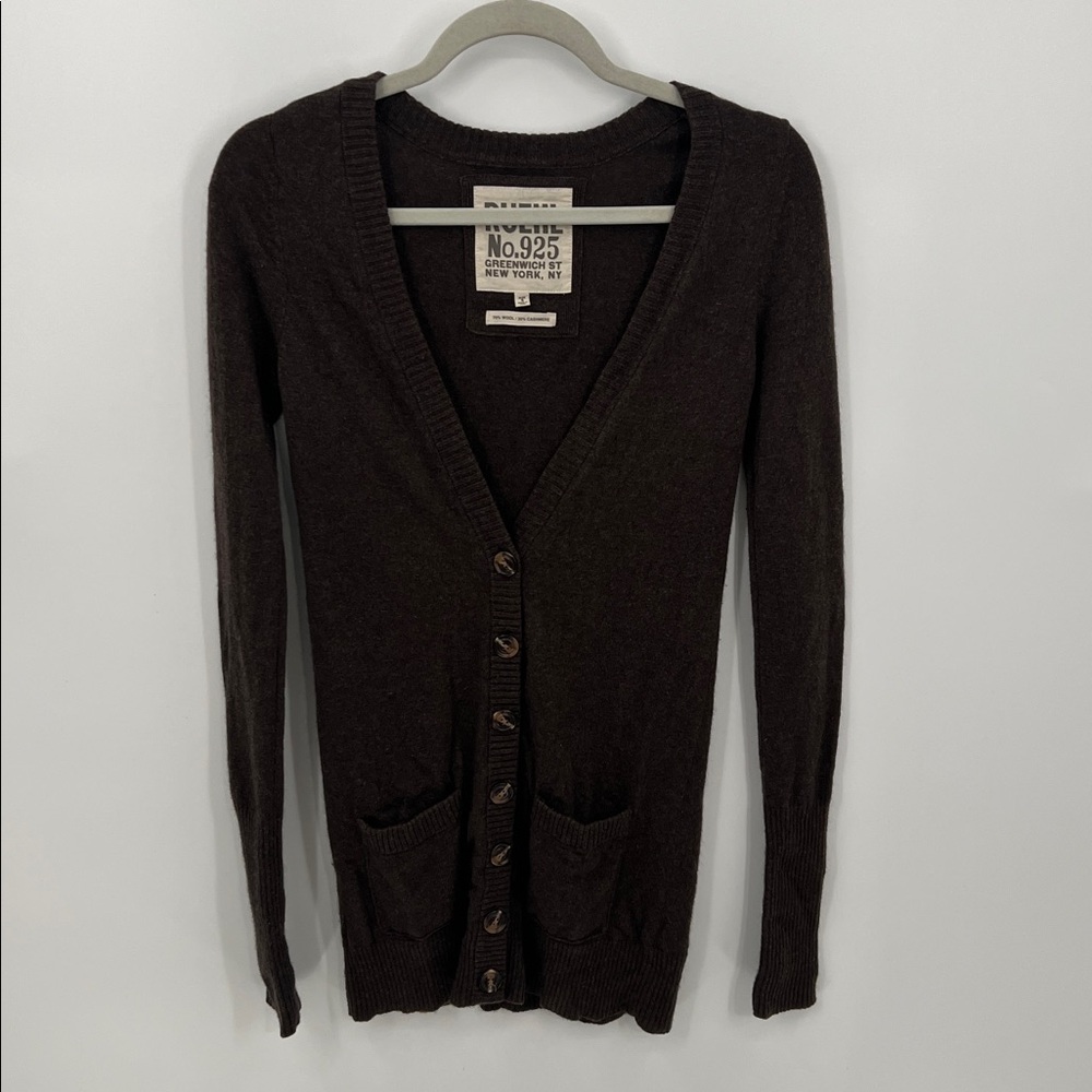 Ruehl No.925 cashmere wool blend button front cardigan
